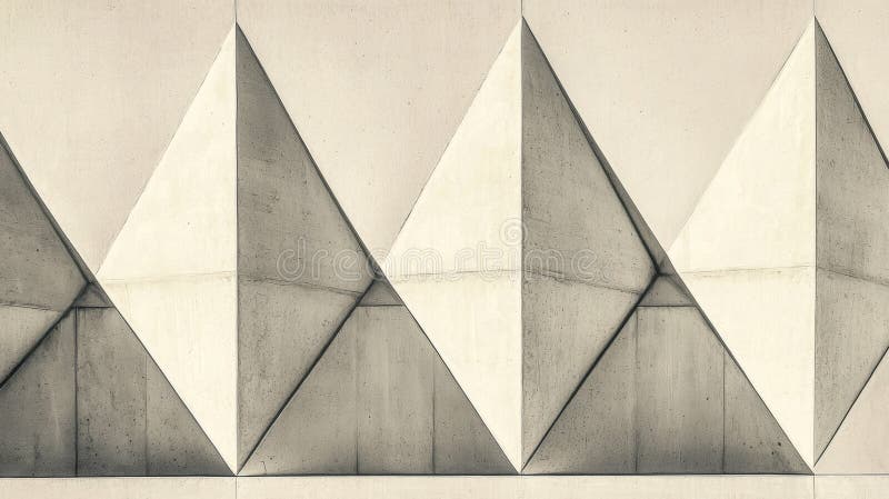 A geometric pattern of triangles on a wall. stock photography