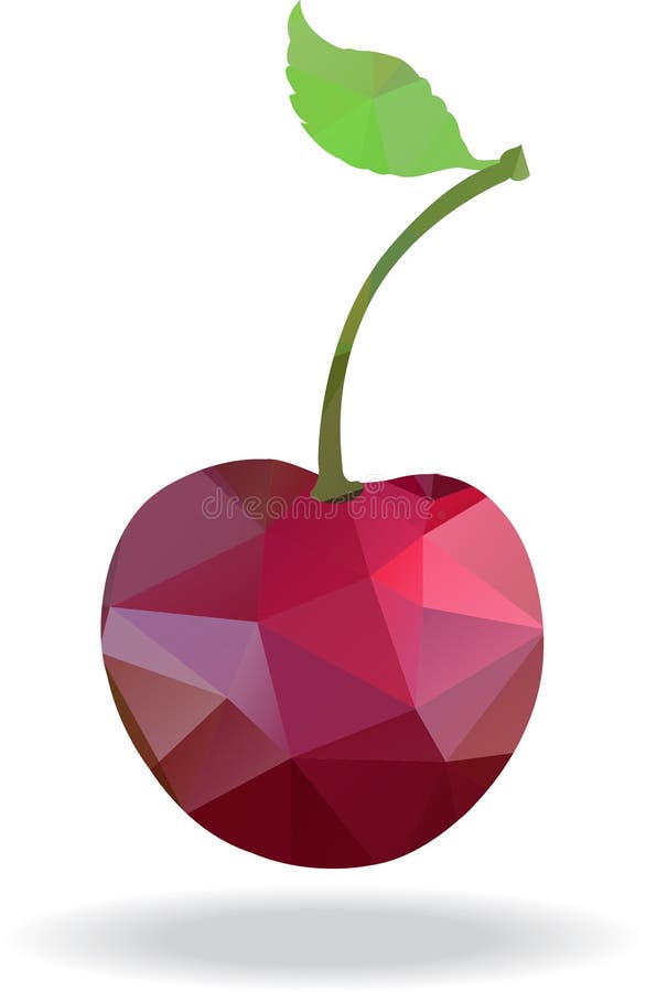 Geometric polygonal fruit, triangles, cherry, royalty free illustration Geometric polygonal fruit, triangles, cherry, royalty free illustration