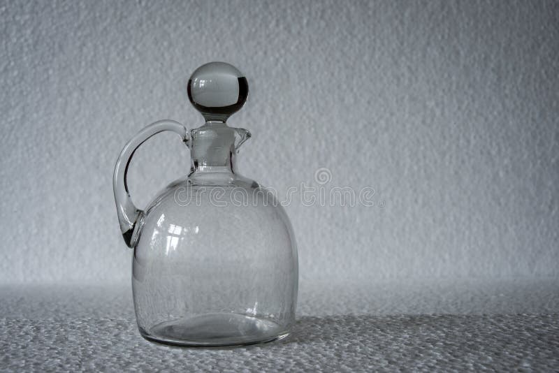 A Geometric, Rectangular Patterned Clear Glass Vase. Stock Photo