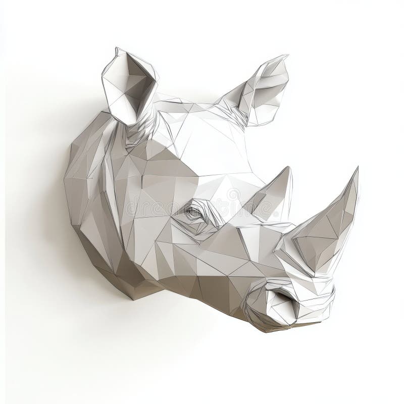 Geometric Rhino Head Sculpture stock illustrationer