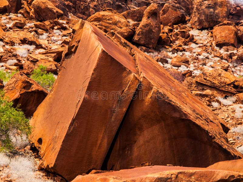 Geometric Rock Formation in Twyfelfontein Area Stock Image Image of