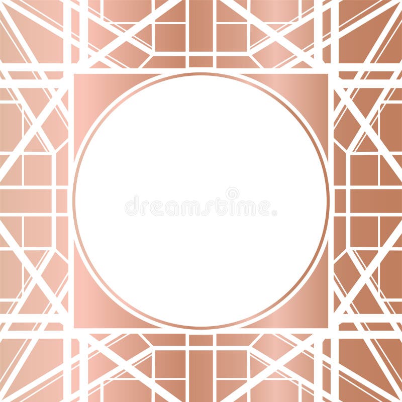 Geometric Rose Gold Art Deco Style Border Frame Design Stock Vector