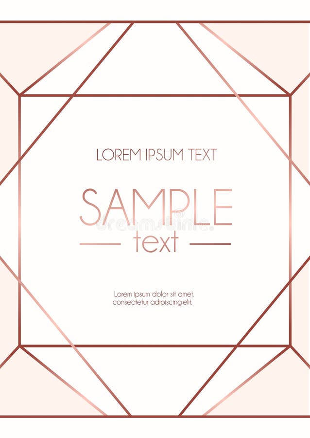 Geometric rose gold design template with pink background. Modern vector illustration