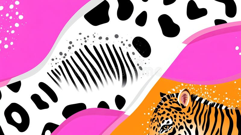 Geometric safari patterns combined with abstract animal print designs stock image