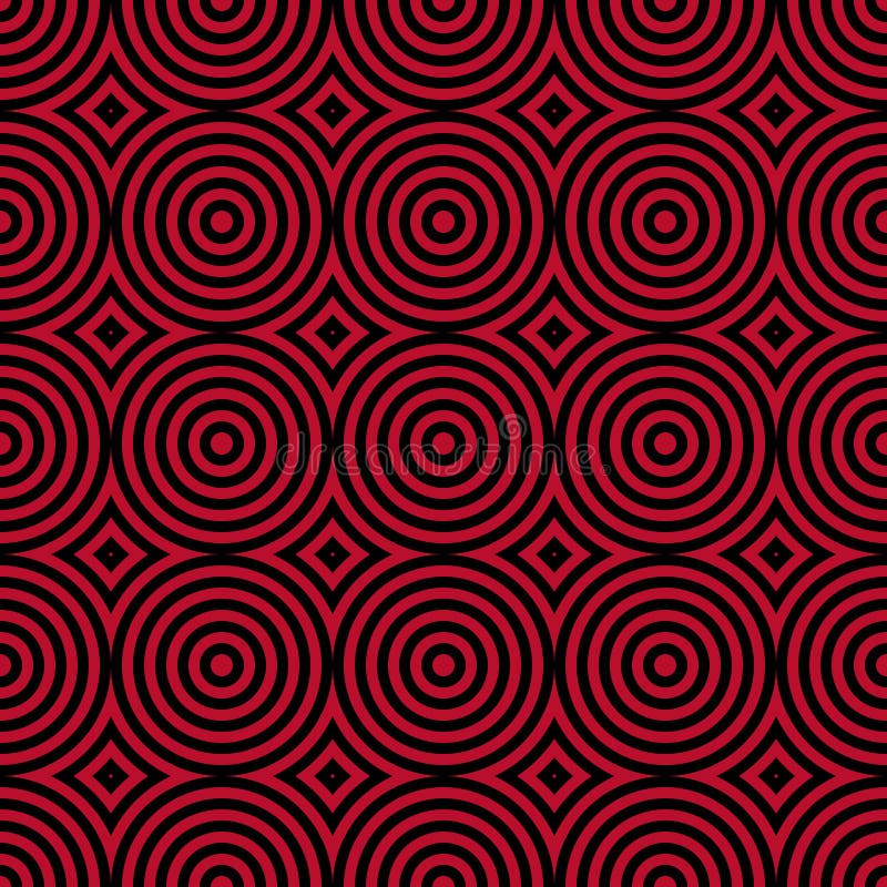 Geometric seamless pattern. Black and red background with circle elements vector illustration