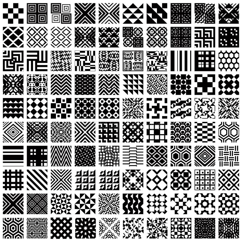 Basic Doodle Seamless Pattern Set No.1 in Black and White Stock Vector ...