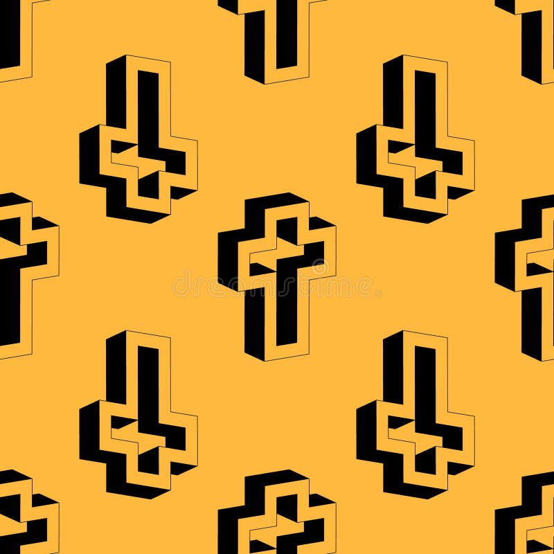Geometric seamless vector pattern with bold crosses in negative space style on a vivid yellow background. A modern minimal design vector illustration