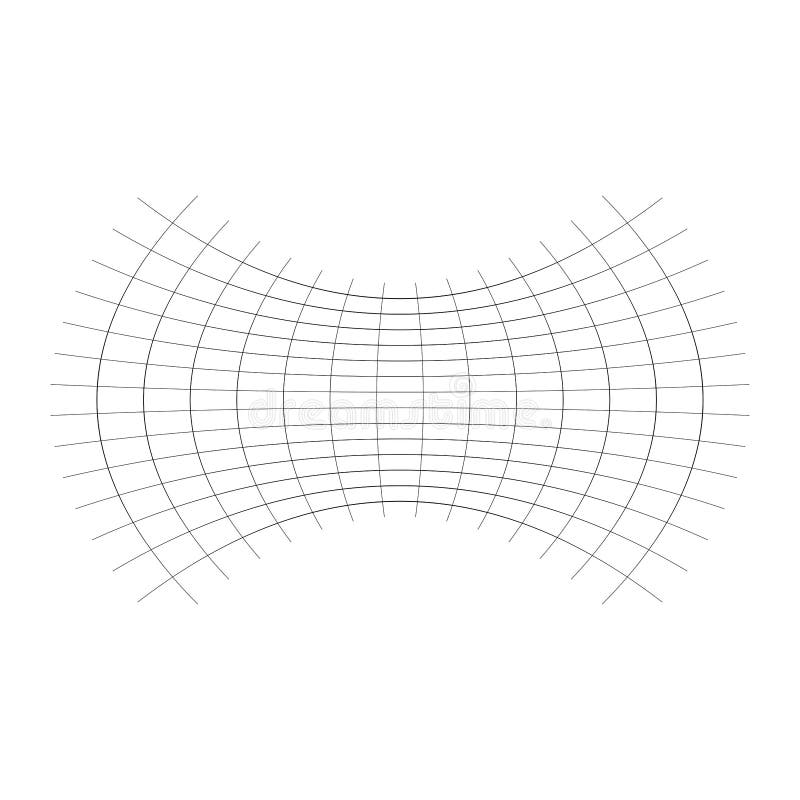 Geometric shape with oblate, squeeze, flattened effect. distorted, condensed grid, mesh. pressure, clench deform effect applied to