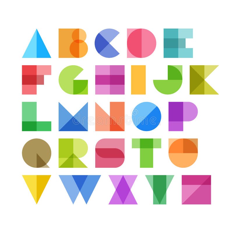 Geometric shapes alphabet letters stock illustration