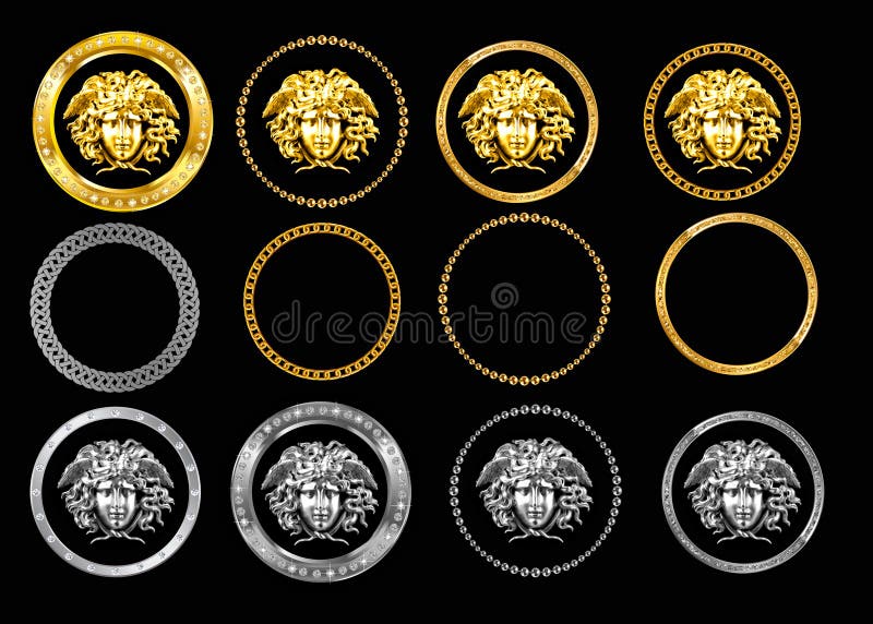 Roman Clock Face Dial with Medusa Gorgon. Mix Media Stock Image - Image ...