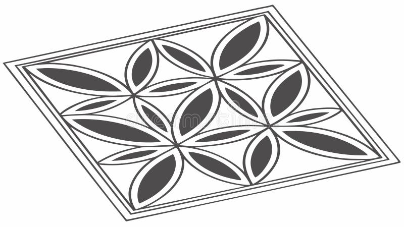 Geometric square floral pattern, abstract modern design floor texture, vector design Generative AI royalty free illustration