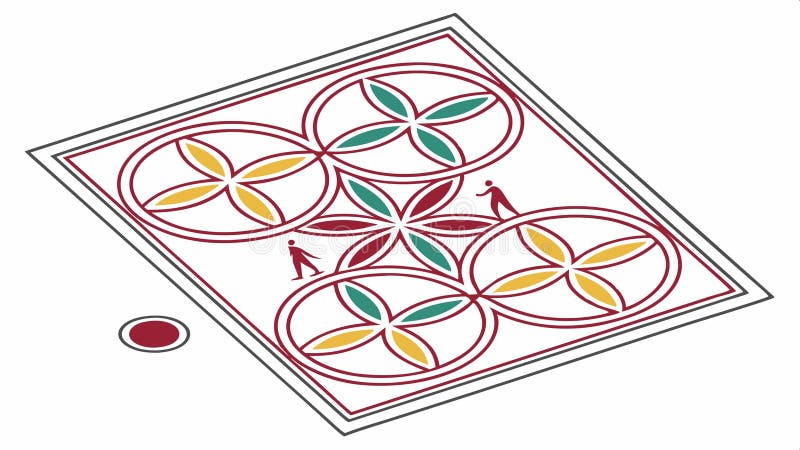 Geometric square pattern with circular intersecting shapes design vector design Generative AI stock illustration