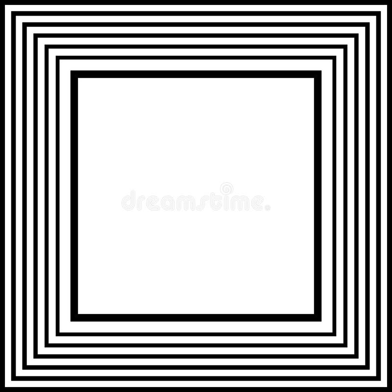 Geometric Square Picture Frame. Black and White Background Stock Vector