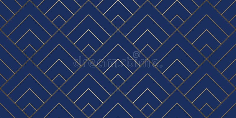 Geometric squares seamless pattern with minimalistic gold lines. vector illustration