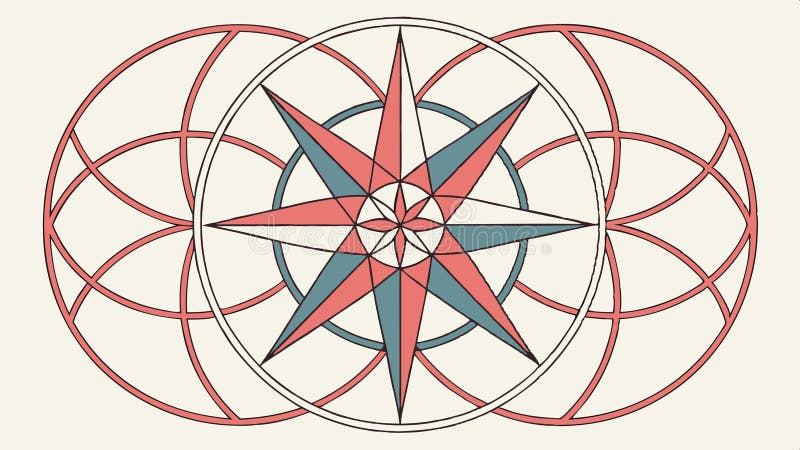 Geometric star pattern with radial elements and decorative accents vector design Generative AI stock illustration