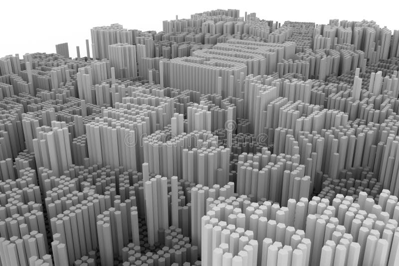 Geometric structure block. For graphic design or background, shape composition. Gray or black and white b&w 3D rendering. vector illustration
