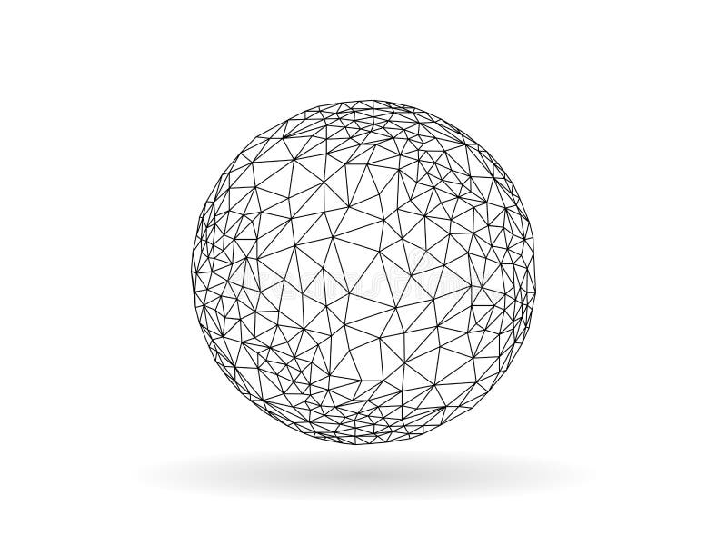Geometric transitional polygonal globe unusual vector graphic template isolated on white background royalty free illustration