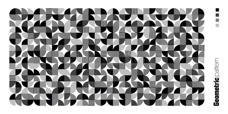 Geometric trendy pattern, Bauhaus style. Modern background with simple elements. Retro texture with basic geometric vector illustration