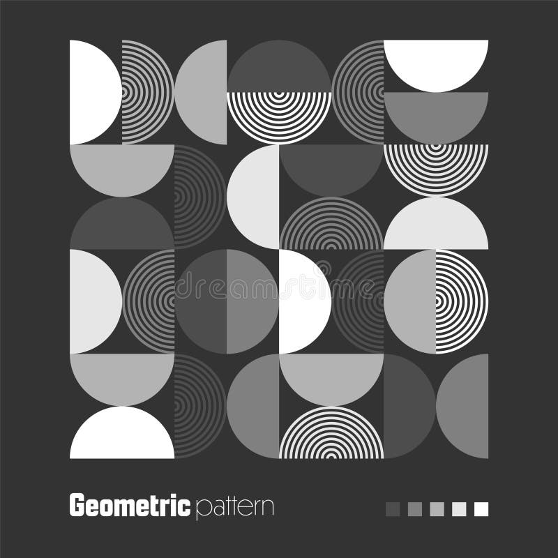 Geometric trendy pattern, Bauhaus style. Modern background with simple elements. Retro texture with basic geometric shapes. Print design, minimalist poster cover. Vector illustration.