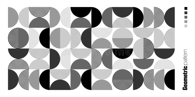 Geometric trendy pattern, Bauhaus style. Modern background with simple elements. Retro texture with basic geometric vector illustration