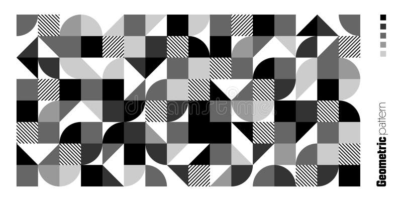 Geometric trendy pattern, Bauhaus style. Modern background with simple elements. Retro texture with basic geometric vector illustration