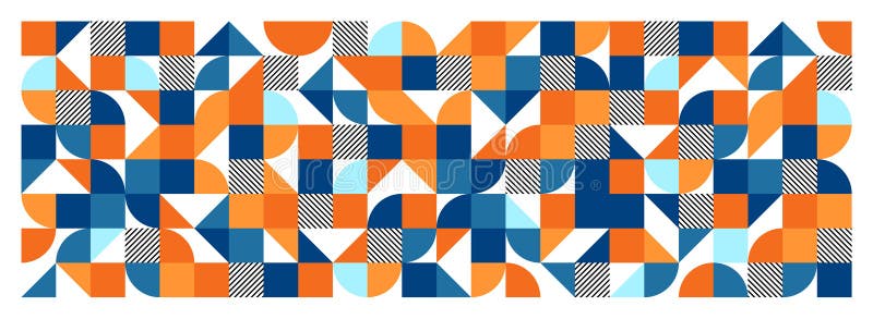 Geometric trendy pattern, Bauhaus style. Modern colorful background with simple elements. Retro texture with basic vector illustration