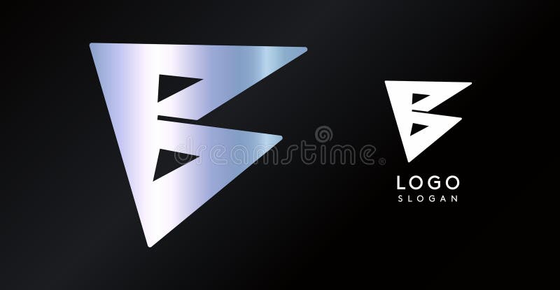 Geometric triangular B letter, abstract dynamic logo, modern holographic gradient monogram for gaming, technology, urban royalty free illustration