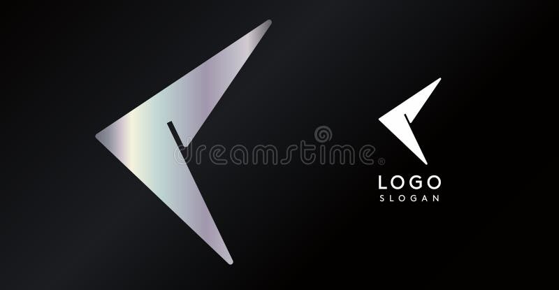Geometric triangular C letter, abstract dynamic logo, modern holographic gradient monogram for gaming, technology, urban stock illustration
