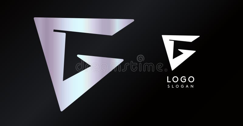 Geometric triangular G letter, abstract dynamic logo, modern holographic gradient monogram for gaming, technology, urban stock illustration