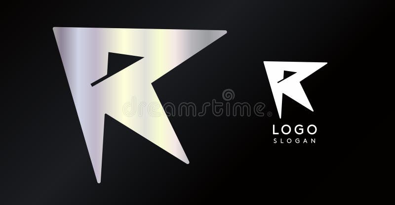 Geometric triangular R letter, funky dynamic logo, modern comic cartoon monogram for gaming, technology, urban art royalty free illustration