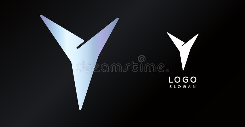 Geometric triangular Y letter, abstract dynamic logo, modern holographic gradient monogram for gaming, technology, urban vector illustration