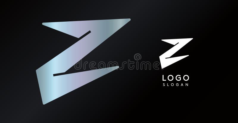 Geometric triangular Z letter, abstract dynamic logo, modern holographic gradient monogram for gaming, technology, urban stock illustration