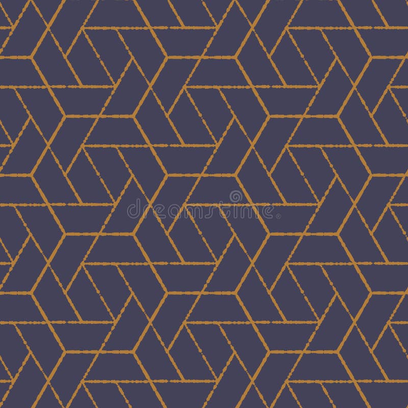 Geometric vector pattern, repeating grunge line of hexagon stock illustration