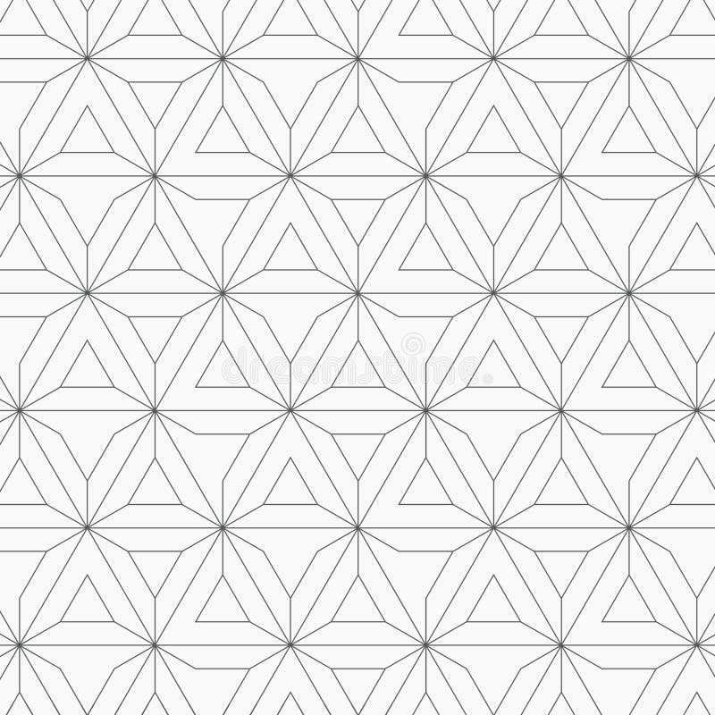 Geometric vector pattern, repeating linear triangle on abstract flower. royalty free illustration