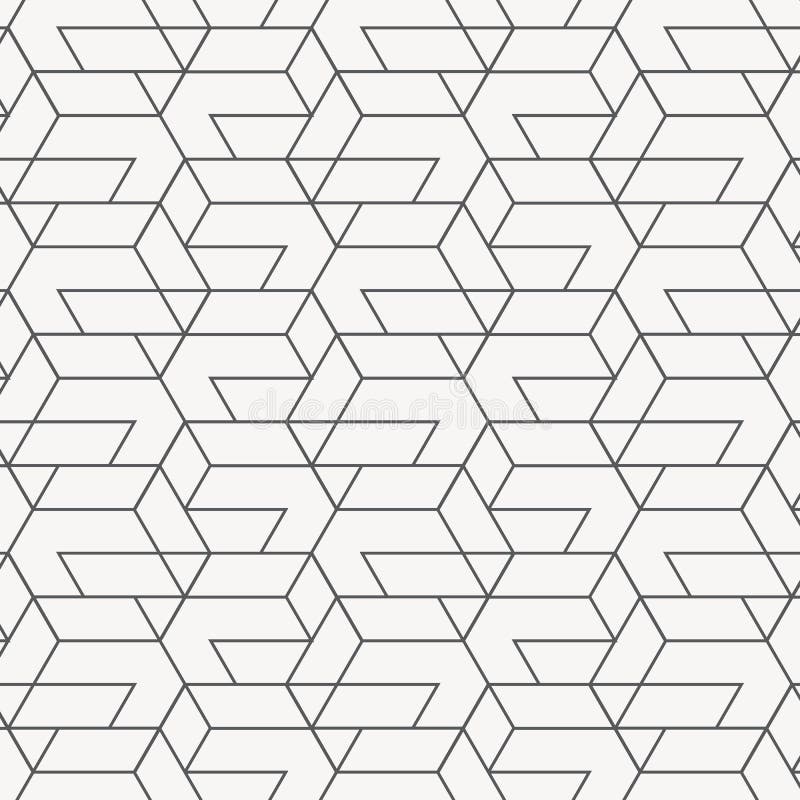 Geometric vector pattern, repeating linear triangle, square diamond shape, arrow shape ,rhombus and nodes. stock illustration