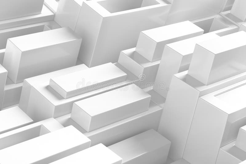 Geometric white blocks pattern, minimalistic abstract background design for modern decor royalty free illustration