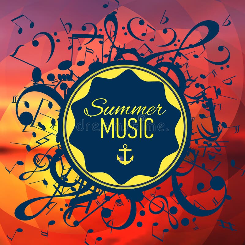 Geometrical Background with Music Notes and Key. Stock Vector