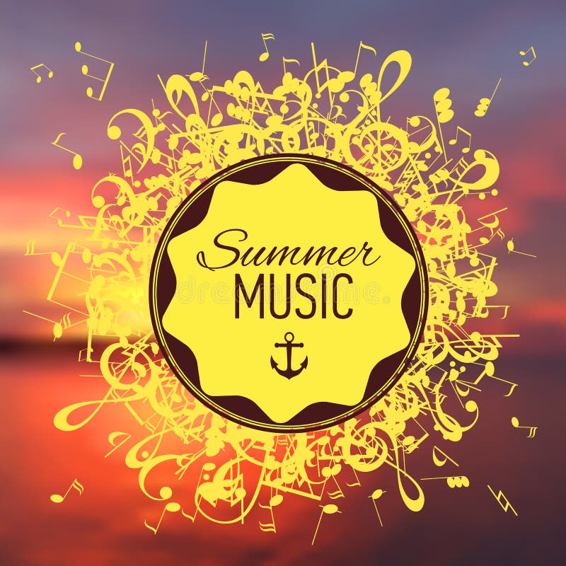 Geometrical Background with Music Notes and Key. Stock Vector