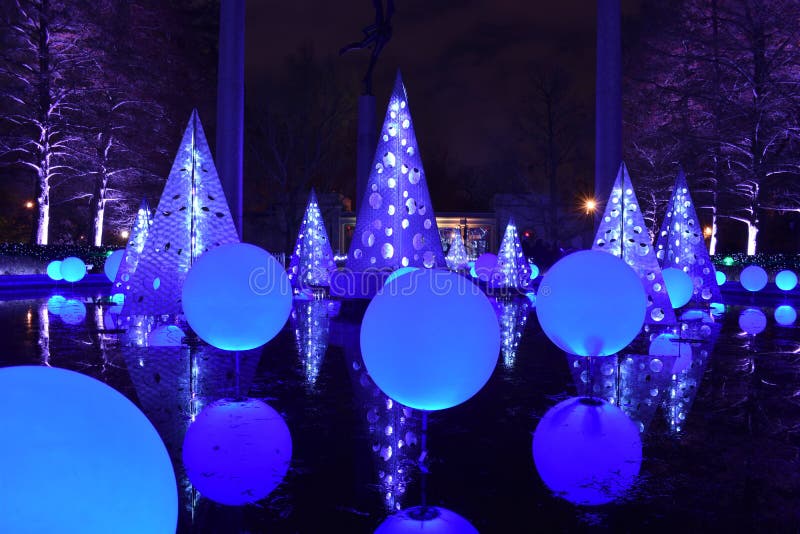 Garden Glow Lights In Missouri Botanic Garden Editorial Stock