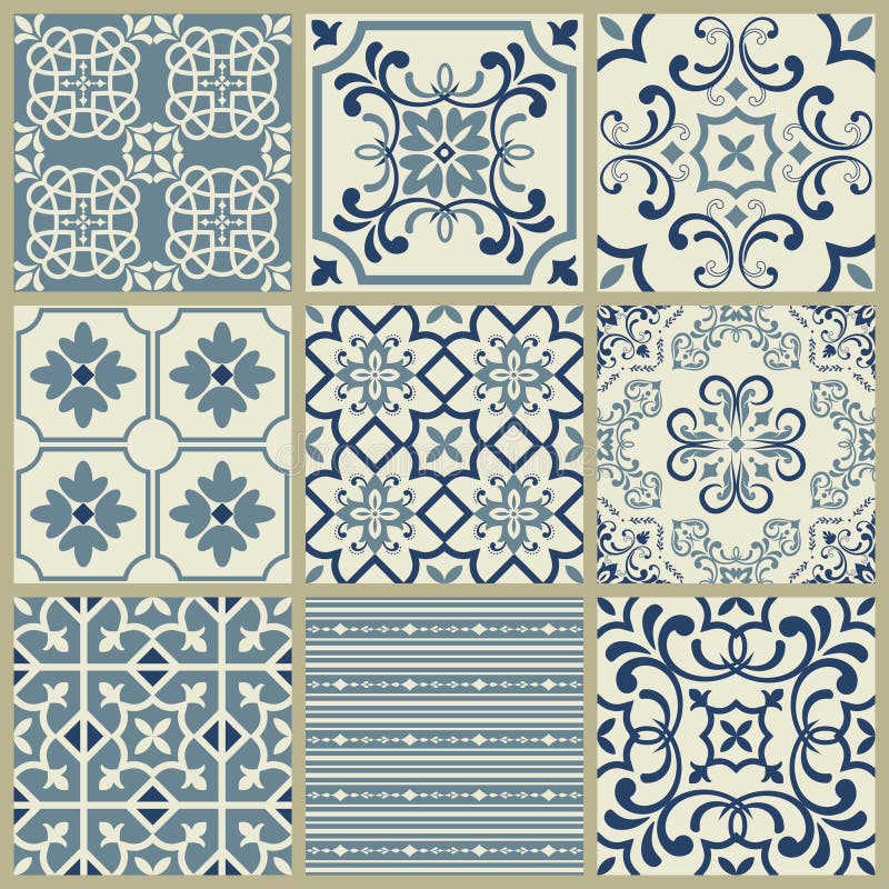 Geometrisch Azulejo de tegel vectorpatroon van Lissabon, Portugees of Spaans retro oud tegelsmoza?ek, Mediterrane naadloze marine vector illustratie Geometrisch Azulejo de tegel vectorpatroon van Lissabon, Portugees of Spaans retro oud tegelsmoza?ek, Mediterrane naadloze marine vector illustratie