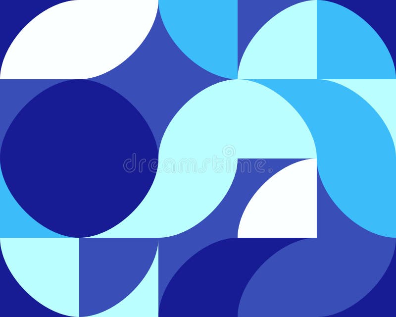 Geometric blue pattern of simple shapes. Minimalist abstract background. Bright print for textiles and packing. Backdrop for web page, banner and presentation. Vector illustration. Geometric blue pattern of simple shapes. Minimalist abstract background. Bright print for textiles and packing. Backdrop for web page, banner and presentation. Vector illustration