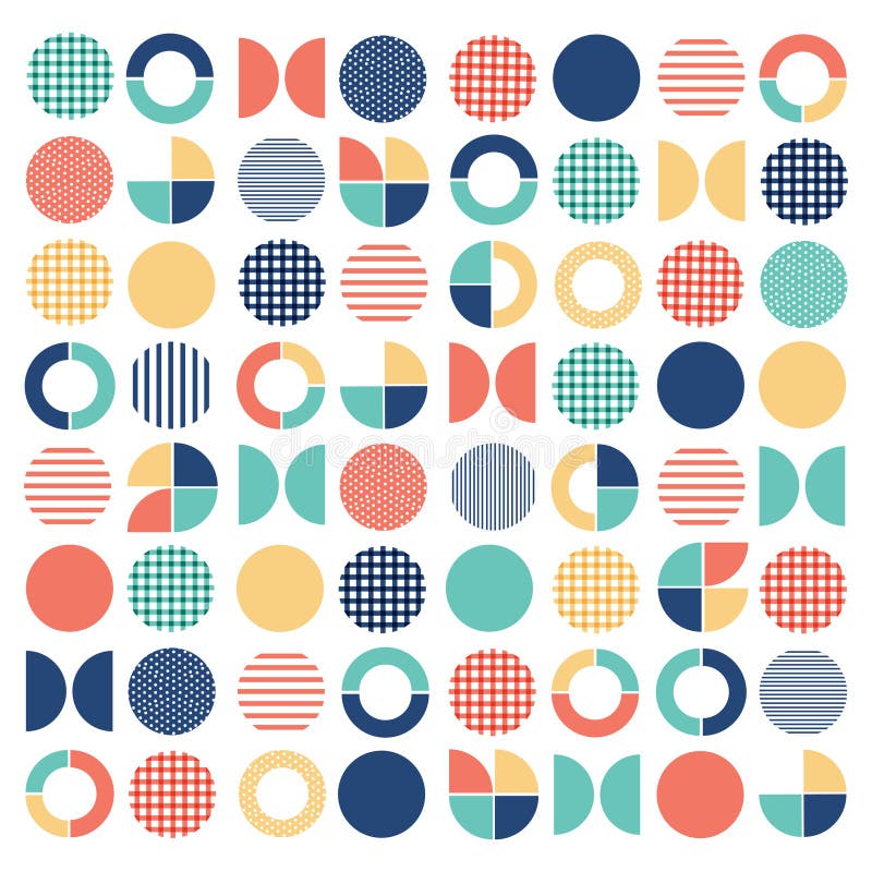 Geometrisch kleurrijk gemengd cirkel naadloos patroon vector illustratie Geometrisch kleurrijk gemengd cirkel naadloos patroon vector illustratie