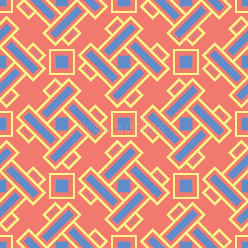 Geometrisch rood oranje naadloos patroon Heldere achtergrond met blauw en geel ontwerp stock illustratie Geometrisch rood oranje naadloos patroon Heldere achtergrond met blauw en geel ontwerp stock illustratie