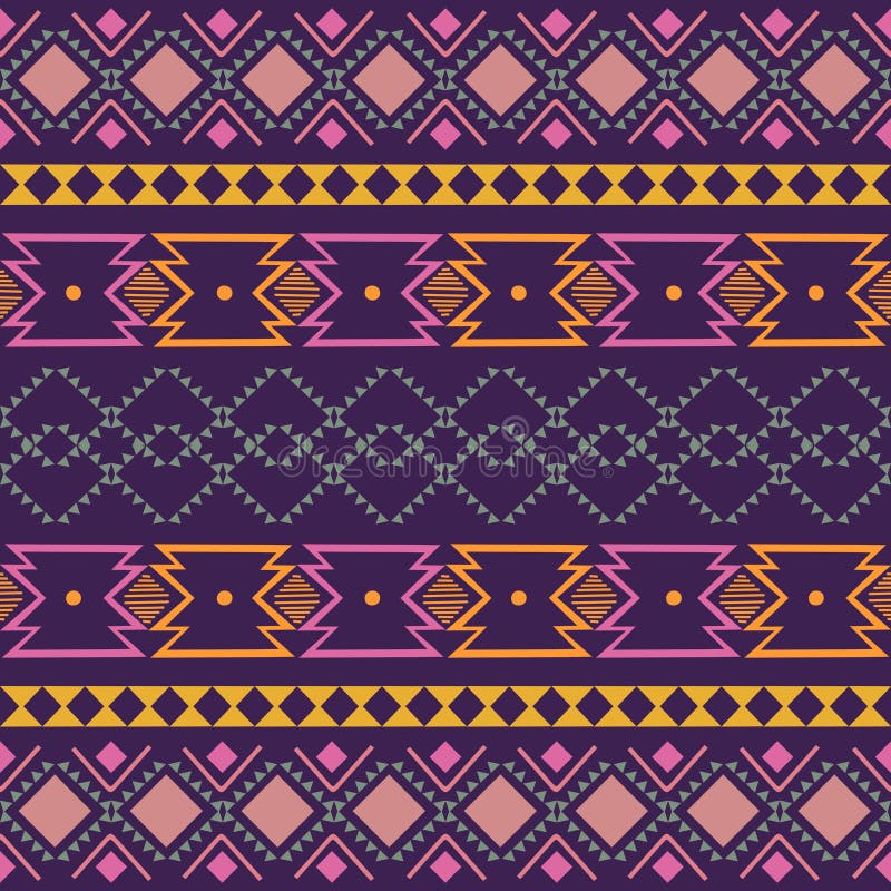 Geometrische Folkloreverzierung Ikat Stammes- ethnische Vektorbeschaffenheit Nahtloses gestreiftes Muster in der aztekischen Art