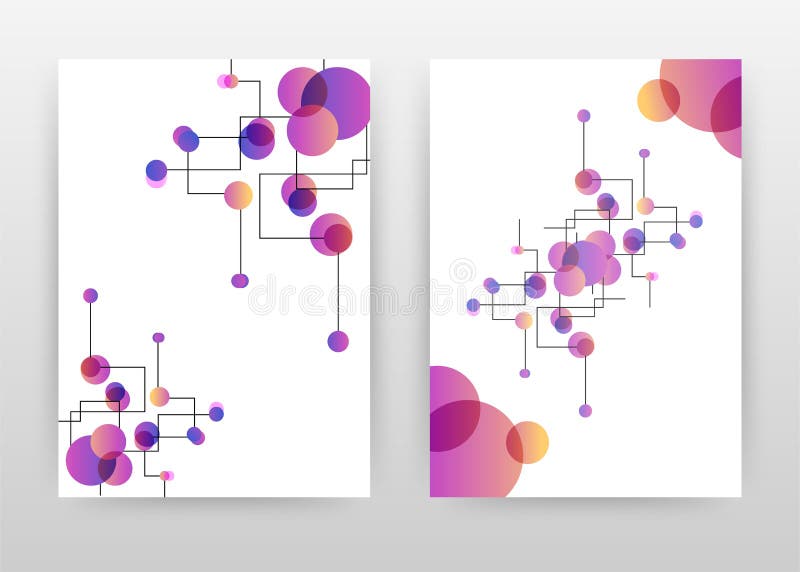 Geometrische technische violetten Rote Runde und Linien Design für Jahresberichtbroschüren-Fliegerplakat. geometrischen Hintergrun stock abbildung