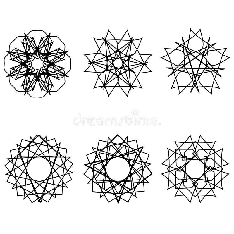 Geometrische Musterikonenstern-Astrologieblumen lizenzfreie abbildung