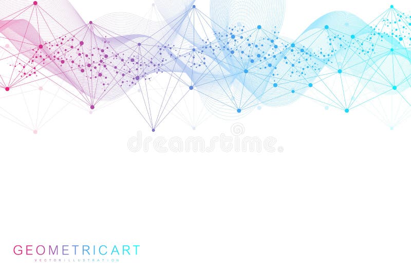 Geometrischer abstrakter Hintergrund mit angeschlossener Linie und Punkten Strukturmolekül und Kommunikation Big Data Visualisier