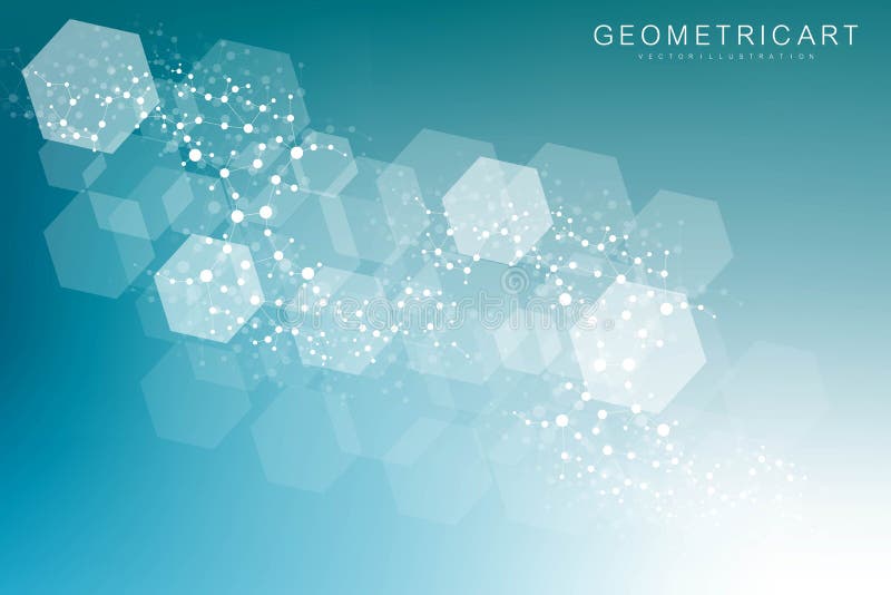 Geometrischer abstrakter Hintergrund mit verbundener Linie und Punkten Strukturmolekül und -kommunikation Wissenschaftliches Konz