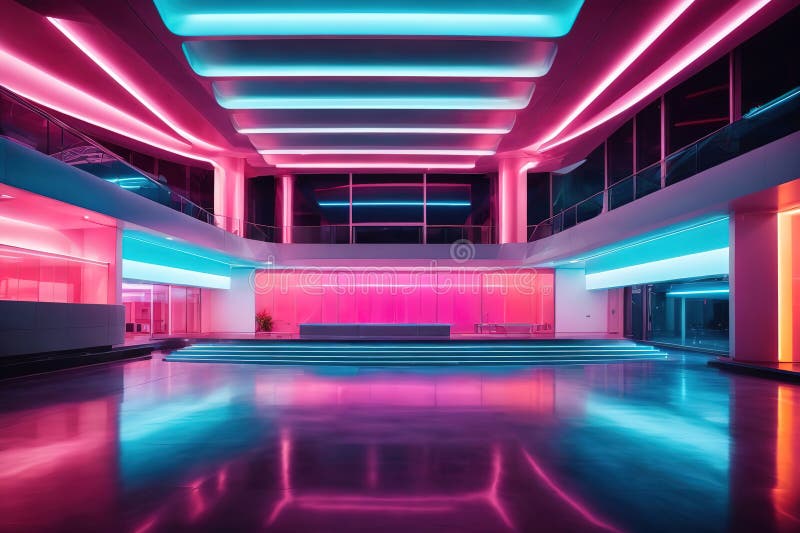 Geometrischer Hintergrund luxuriöser Neonlichter lizenzfreie abbildung
