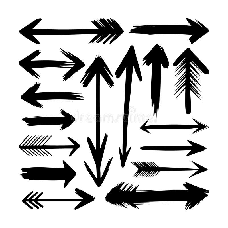 Geometrischer technischer Arrow-Set schwarzer Vector. Eine Reihe geometrischer technischer Vektorpfeile mit sauberen und strukturi stock abbildung
